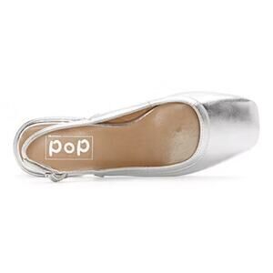 New Pop Tameo Metallic Slingback Ballet Flat Sandals Women's 9M Block Heel Chic
